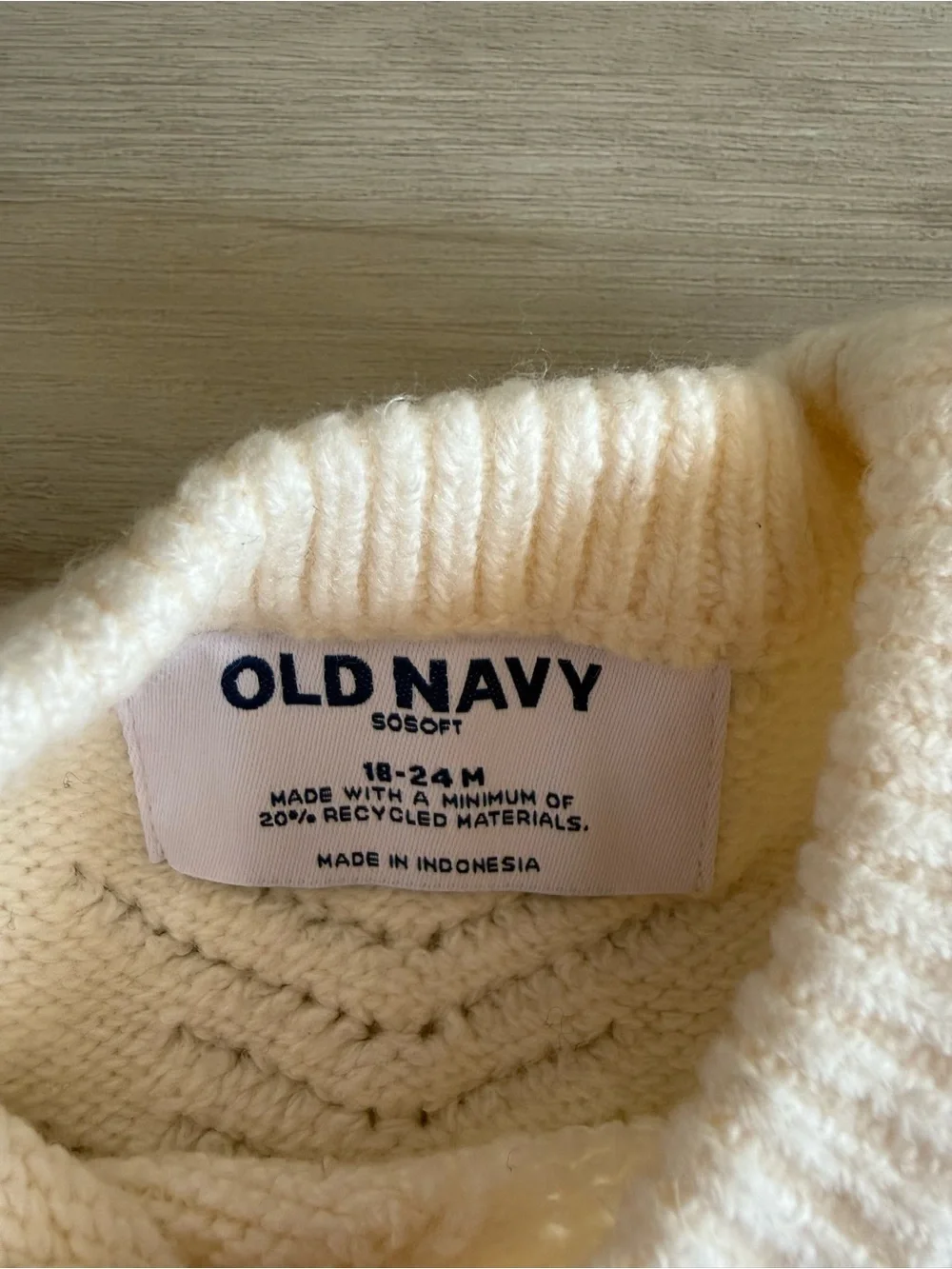 Old Navy SoSoft Ruffled-Shoulder Sweater One-Piece Beige 18-24 Month NWT
